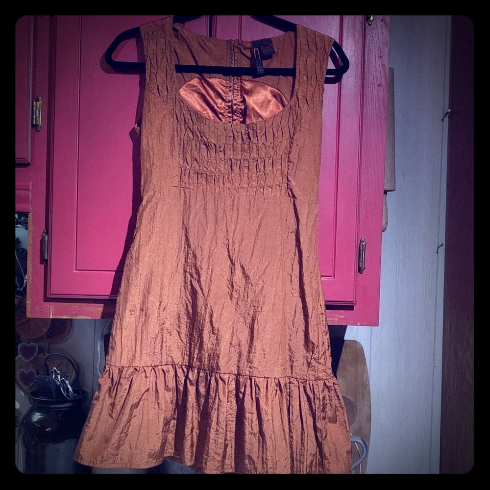 Nelli Copper Metallic Mini Dress